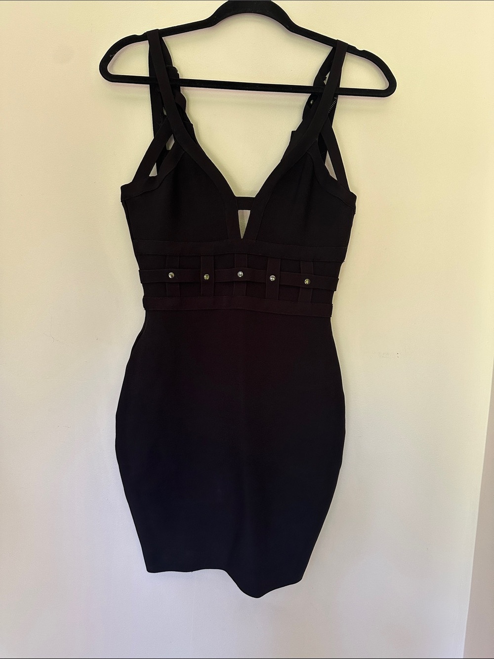 Guess Black Strappy Cutout Mini Dress